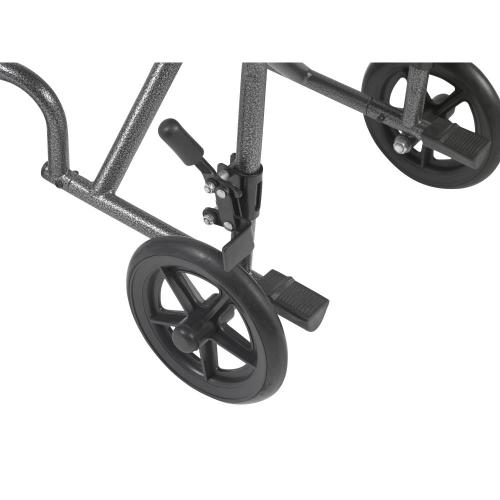 Drive Medical Lightweight Steel Transport Wheelchair, Fixed Full Arms, 17-in Seat