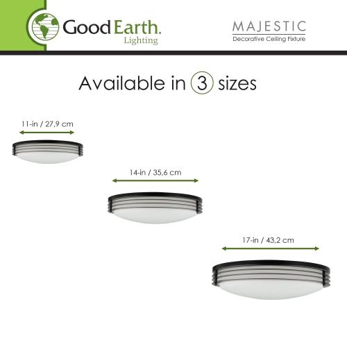 Good Earth Lighting Majestic 1-Light 17-in Matte brown LED Flush Mount Light