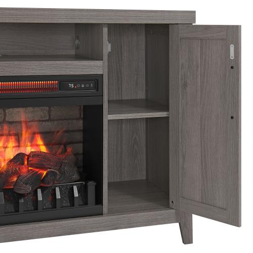 Style Selections 48-in W Iron Oak Infrared Quartz Electric Fireplace