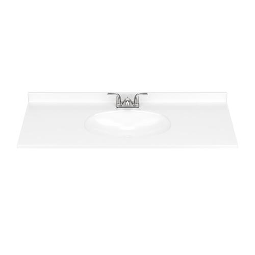 Project Source Cultured Marble Vanity Tops 49-in x 22-in White Cultured Marble Integral Single Sink 3-Hole Bathroom Vanity Top