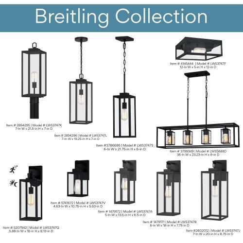 Quoizel Breitling 1-Light 13.5-in H Matte Black Outdoor Wall Light