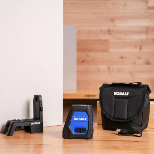 Kobalt 100-ft Self-Leveling Indoor/Outdoor Cross Beam Cross-line Laser Level (Accessories Included)