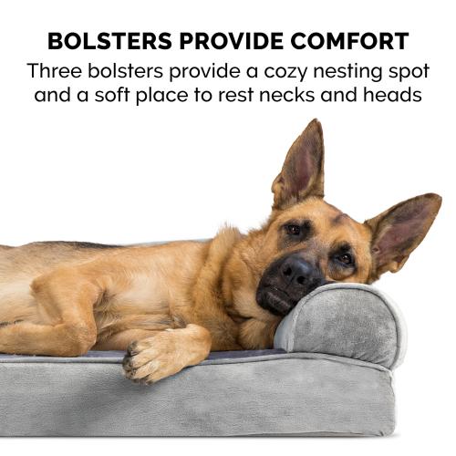 FurHaven Rectangular Smoke Gray Polyester Sofa Dog Bed (Medium)