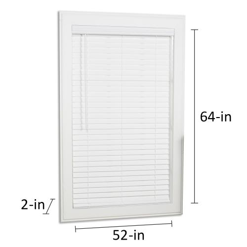 allen   roth Trim at Home 2-in Slat Width 52-in x 64-in Cordless White Faux Wood Room Darkening Horizontal Blinds