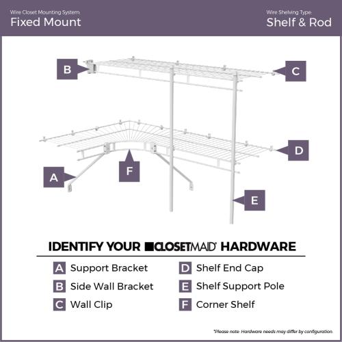 ClosetMaid 0.5-in x 0.5-in x 2-in 12-Pack Fixed Mount Bracket