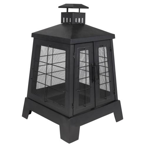allen   roth 29.13-in W Black Steel Wood-Burning Fire Pit