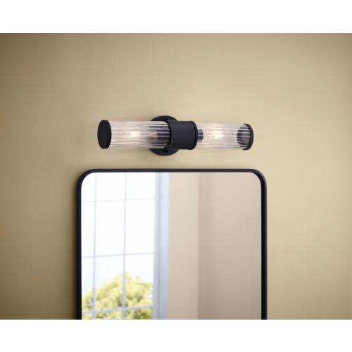 allen   roth Modesto 5-in 2-Light Matte Black Modern/Contemporary Vanity Light