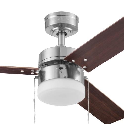 Harbor Breeze Vue 44-in Brushed Nickel with Driftwood/Cocoa Blades LED Indoor Ceiling Fan with Light (3-Blade) (Broken)