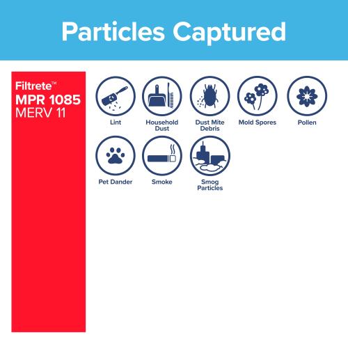 Filtrete 16-in W x 25-in L x 1-in MERV 11 1085 MPR Allergen Defense Extra Electrostatic Pleated Air Filter (2-Pack)