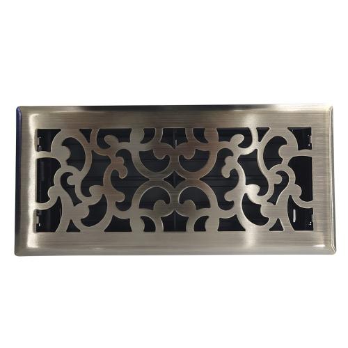 allen   roth 4-in x 10-in Maximum Airflow Steel Antique Brass Savannah Design Floor Register