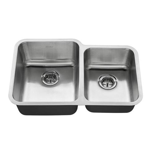 American Standard Danville Undermount 32-in x 21-in Stainless Steel Double Offset Bowl Kitchen Sink (dent; see the picture)