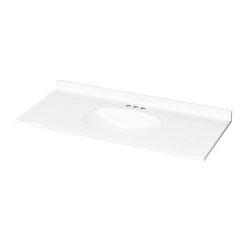 Project Source Cultured Marble Vanity Tops 49-in x 22-in White Cultured Marble Integral Single Sink 3-Hole Bathroom Vanity Top