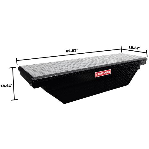 CRAFTSMAN 61.5-in x 20-in x 13-in Matte Black Aluminum Crossover Truck Tool Box - with dents, see the pictures.