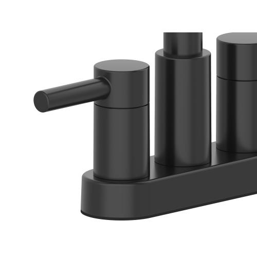allen   roth Harlow Matte Black 4-in centerset 2-Handle WaterSense Bathroom Sink Faucet with Drain and Deck Plate
