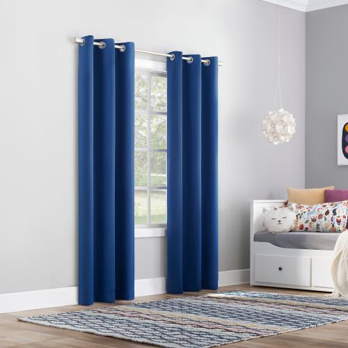 Blue 95 Sun Zero 95-in Classic Blue Blackout Interlined Grommet Single Curtain Panel
