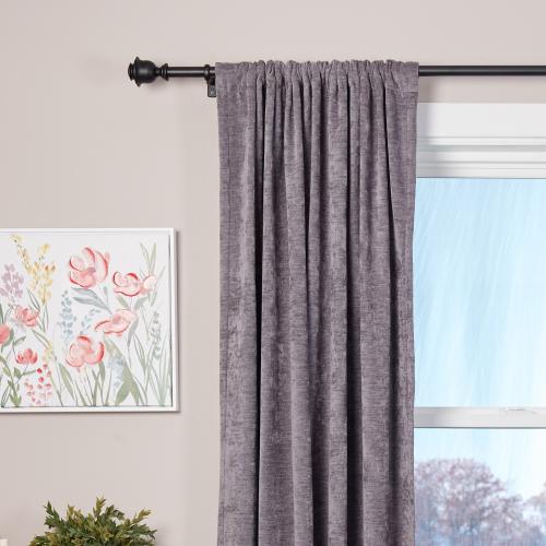allen   roth Kirby 72-in to 144-in Matte Black Steel Single Curtain Rod with Finials