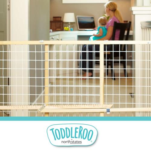 Toddleroo by North States 50-in x 31-in Pressure Mounted Natural Wood Safety Gate