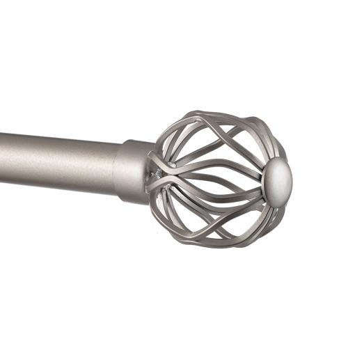 Exclusive Home Ogee 36-in to 72-in Matte silver Iron Single curtain rod with Finials