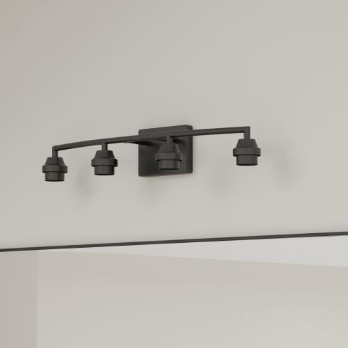 Style Selections 26.75-in 4-Light Matte Black Transitional Vanity Light