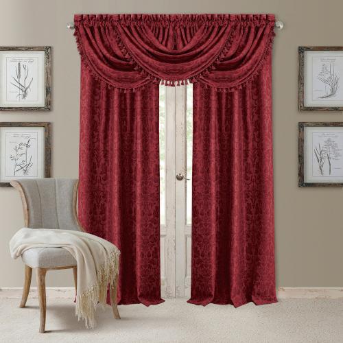 Elrene Home Fashions Antonia Waterfall Tassel 36-in Rouge Polyester Rod Pocket Valance