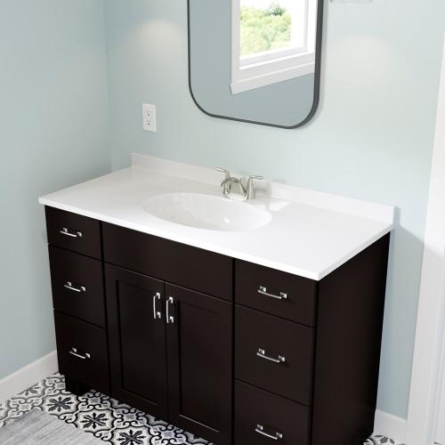 Project Source Cultured Marble Vanity Tops 49-in x 22-in White Cultured Marble Integral Single Sink 3-Hole Bathroom Vanity Top