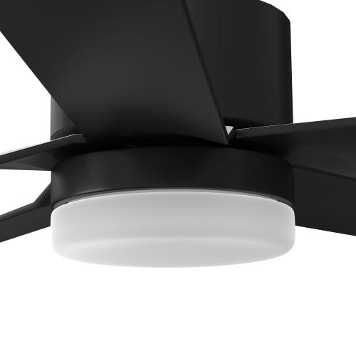 Harbor Breeze Reidsport 44-in Matte black Color-changing Integrated LED Indoor/Outdoor Downrod or Flush Mount Ceiling Fan with Light and Remote (5-Blade)