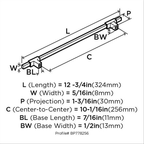 Amerock Urbanite 10-1/16-in (256mm) Center to Center Polished Chrome/Black Chrome Rectangular Bar Drawer Pull