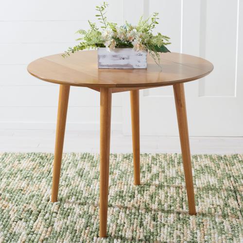 Safavieh Dining Table Light Oak Round Transitional Drop Leaf Dining Table, Wood Veneer with Veneer Wood Base 35-in L x 29.13-in H (NO TEST)