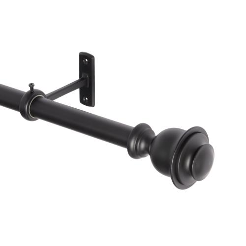 allen   roth Kirby 72-in to 144-in Matte Black Steel Single Curtain Rod with Finials