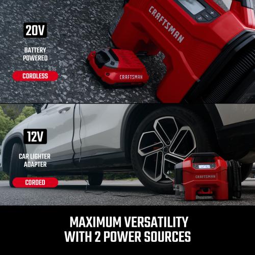 CRAFTSMAN 3-in-1 V20 Tool-Only 20-volt Air Inflator (Power Source: Battery)