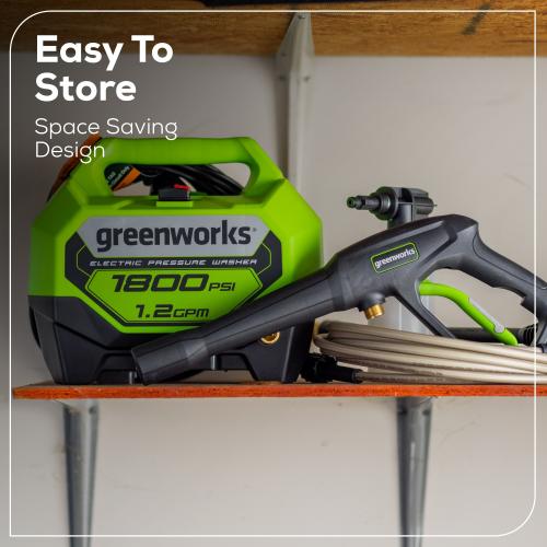 Greenworks 1800-PSI 1.2-GPM Cold Water Electric Pressure washer with 2 Spray Tips