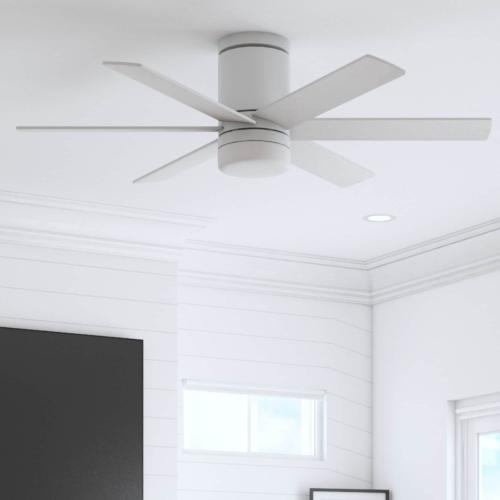 Harbor Breeze Reverdy 44-in White with Tbd Blades Color-changing Indoor Flush Mount Ceiling Fan with Light and Remote (6-Blade)