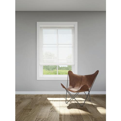 LEVOLOR Trim Go 2-in Slat Width 35-in x 48-in Cordless White Faux Wood Room Darkening Horizontal Blinds