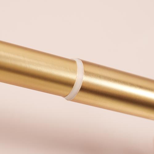 allen   roth Bexley 72-in to 144-in Brushed Gold Steel Single Curtain Rod with Finials. (Little damage; see the pictures)