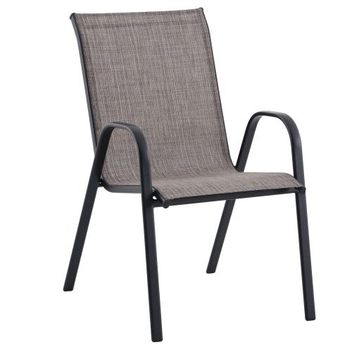 Style Selections Pelham Bay Woven Stackable Black Metal Frame Stationary Dining Chair with Tan Sling Seat