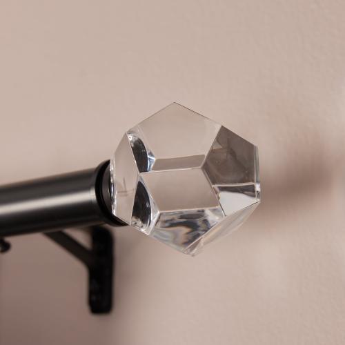 Origin 21 36-in to 72-in Matte Black Iron Single Curtain Rod with Finials