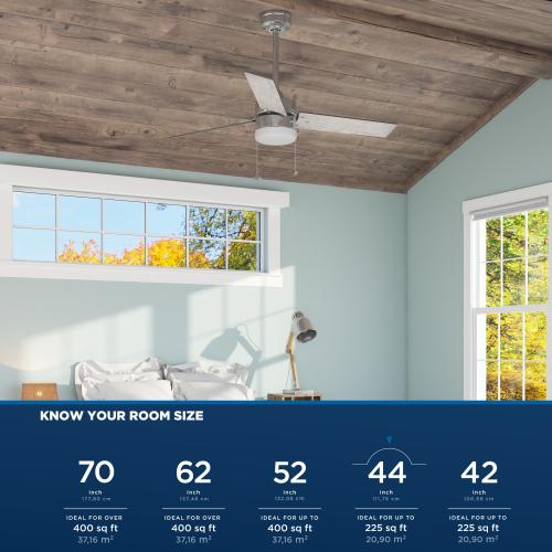 Harbor Breeze Vue 44-in Brushed Nickel with Driftwood/Cocoa Blades LED Indoor Ceiling Fan with Light (3-Blade) (Broken)