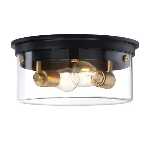 allen   roth Fenland 1-Light 12-in Matte Black Led, Flush Mount Light