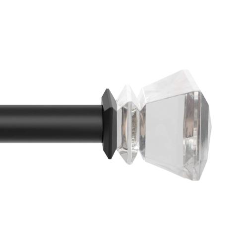 allen   roth Bexley 36-in to 72-in Matte Black Steel Single Curtain Rod with Finials