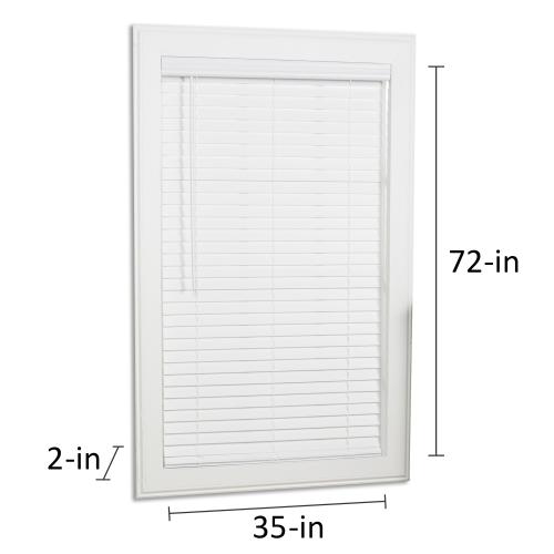 allen   roth Trim at Home 2-in Slat Width 35-in x 72-in Cordless White Faux Wood Room Darkening Horizontal Blinds