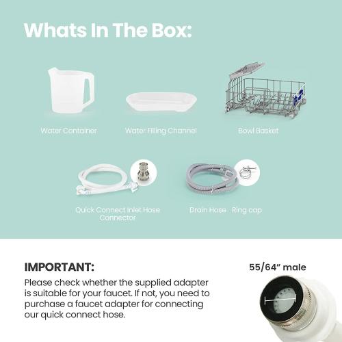 Midea 16.53-in Portable Countertop dishwasher ( White ) 2 Place Settings with Condensation Dry , 58-Decibel Standard Sound Level