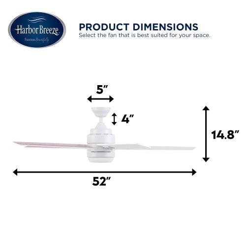 Harbor Breeze Flanagan II 52-in White with White/Driftwood Blades Color-changing Indoor Ceiling Fan with Light and Remote (5-Blade) - blacks are chipped