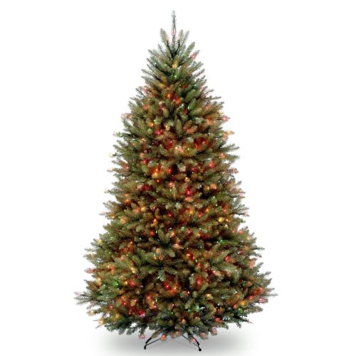 6.5-ft National Tree Company 6.5-ft Dunhill Fir Pre-lit Artificial Christmas Tree with Multicolor Incandescent Lights