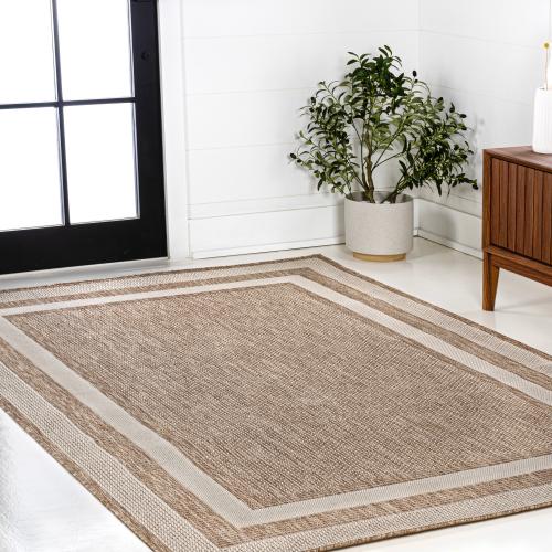 JONATHAN  Y TUSCAN SUN Dover 3-Stripe 3 X 5 (ft) Beige/Cream Indoor/Outdoor Solid Coastal Area Rug