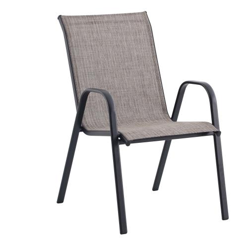 Style Selections Pelham Bay Woven Stackable Black Metal Frame Stationary Dining Chair with Tan Sling Seat
