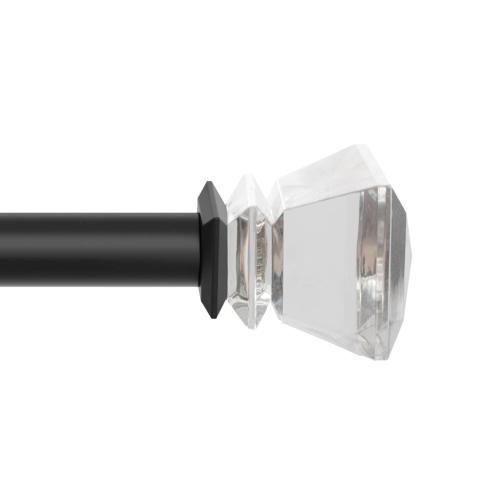 allen   roth Bexley 72-in to 144-in Matte Black Steel Single Curtain Rod with Finials (missing part)