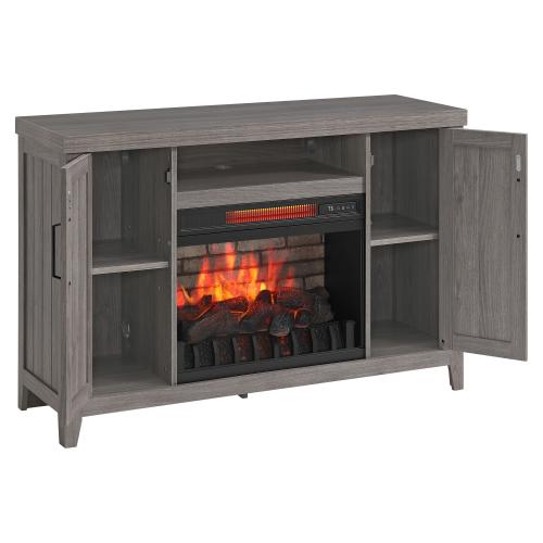 Style Selections 48-in W Iron Oak Infrared Quartz Electric Fireplace