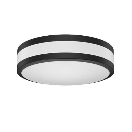 Project Source Hobart 1-Light 11-in Matte Black Indoor/Outdoor LED Flush Mount Light