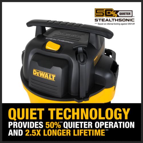 DEWALT Stealthsonic Quiet 12-Gallon 5.5-HP Corded Wet/Dry Shop Vacuum with Accessories Included