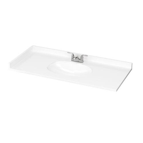 Project Source Cultured Marble Vanity Tops 49-in x 22-in White Cultured Marble Integral Single Sink 3-Hole Bathroom Vanity Top